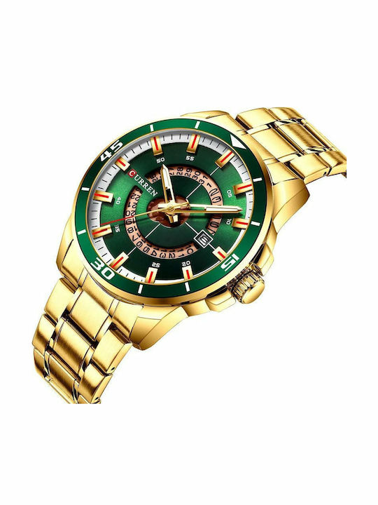 Curren Men's Watch 50mm Battery with Gold Metal Bracelet