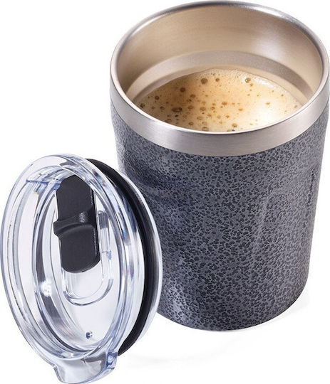 Troika Hot Drinks Mug Espresso Doppio Glass Thermos Stainless Steel 160ml Gray with Mouthpiece