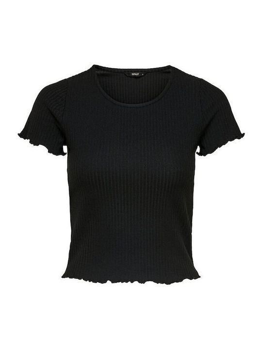 Emma Γυναικείο Crop Top Κοντομάνικο Μαύρο