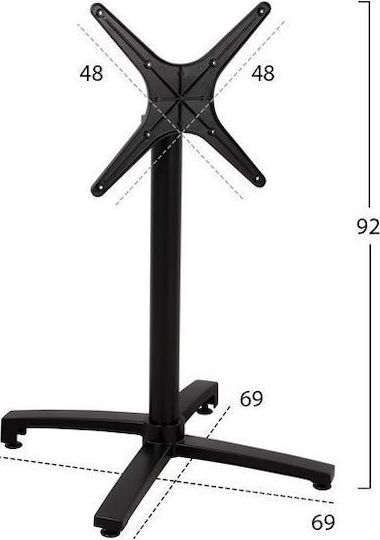 HomeMarkt Klappbar Tischständer aus Aluminium mit Regulator in Schwarz Farbe 69x69x92cm