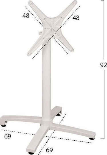 HomeMarkt Pliabilă Stand de masă din Metal cu Regulator în Culoare Alb 69x69x92cm
