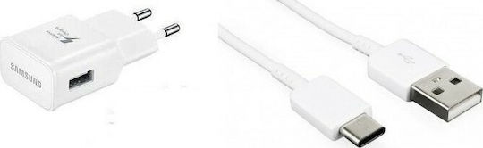 Samsung Charger with USB-A Port and Cable USB-C 15W Whites (EP-TA20EWE+EP-DN930CWE Retail)