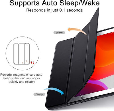 Smart Flip Cover Δερματίνης Μαύρο (iPad 2019/2020/2021 10.2'')