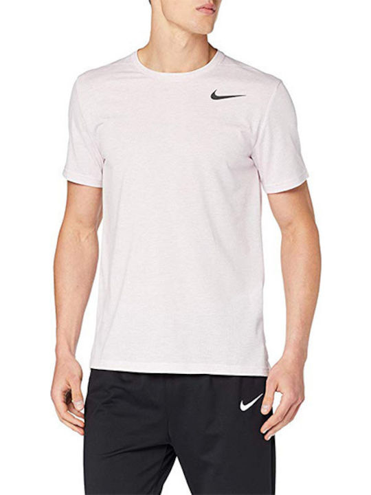 Nike Breathe Bărbați T-shirt Sportiv cu Mânecă Scurtă Dri-Fit Pink Foam