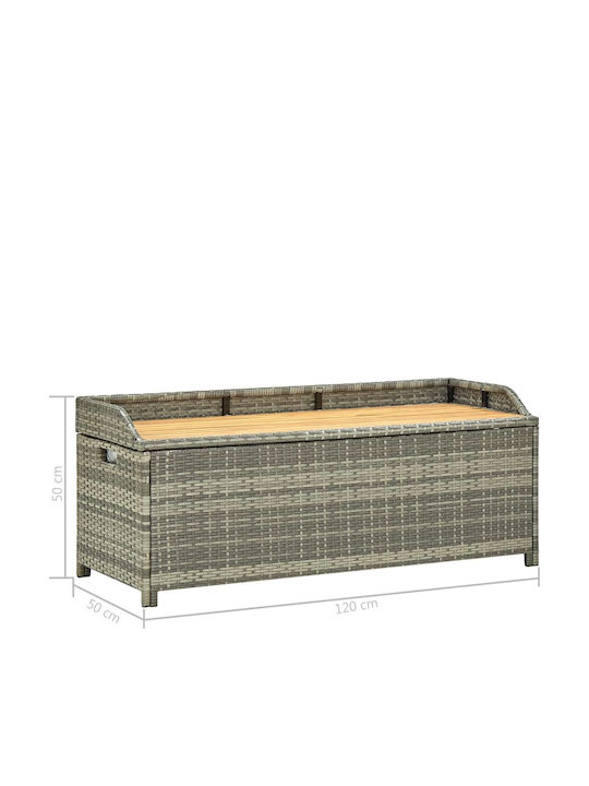 Bench Outdoor Rattan with Chest and Pillows 120x50x50cm