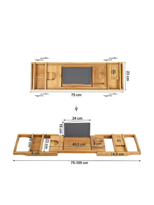 Songmics Ραφιέρα Μπανιέρας Bamboo 109x4.5x23cm
