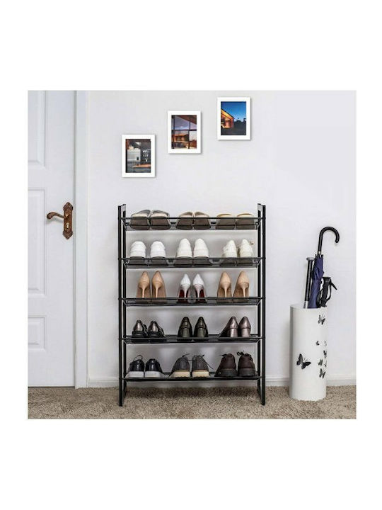 Metallic Shoe Organizer with 5 Shelves Gray 74x30.7x104cm