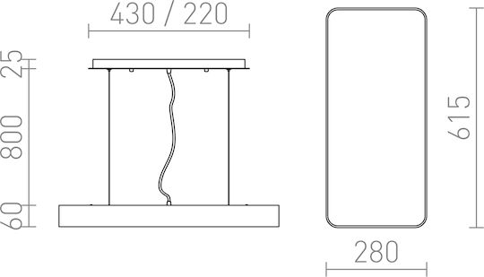 Rendl Light Studio Mensa RC Pendant Anhänger LED Panel 36W mit Warmes Weiß Licht 3000K