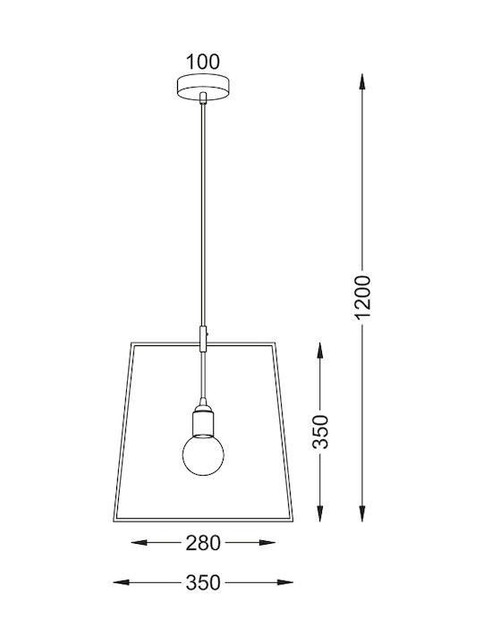 Aca Pendant Light Bronze with Socket E27 35x35cm