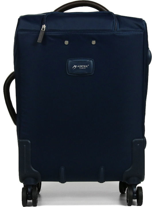 Airtex Paris Cabin Travel Suitcase Fabric Navy Blue with 4 Wheels Height 55cm 25451-03