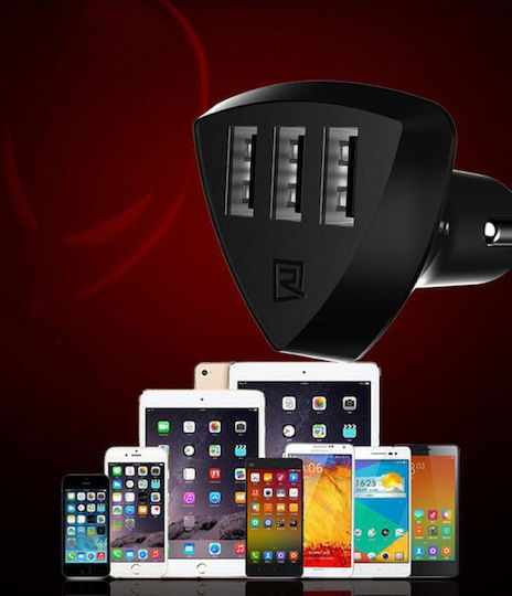 Remax Aliens 3 Φορτιστής Αυτοκινήτου 4.2A με Θύρες: 3xUSB Μαύρο Χρώμα