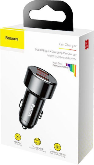 Baseus Magic PPS Car Charger 6A Fast Charging with Ports: 2xUSB Black Color