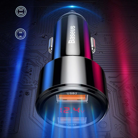 Baseus Magic PPS Car Charger 6A Fast Charging with Ports: 2xUSB Black Color