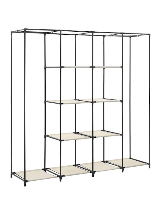 vidaXL Fabric Wardrobe with Zipper and Shelves in Beige Color 175x45x170cm