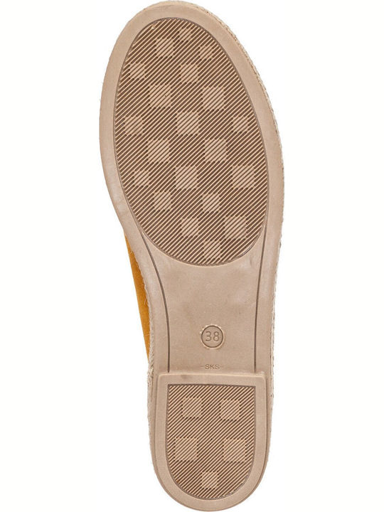 Flach Wildleder Mules in Gelb Farbe