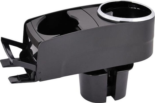 Autoline Car Cup Holder Twin with Mobile Mount 2 Positions for Console in Black Color