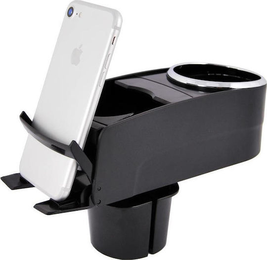 Autoline Car Cup Holder Twin with Mobile Mount 2 Positions for Console in Black Color
