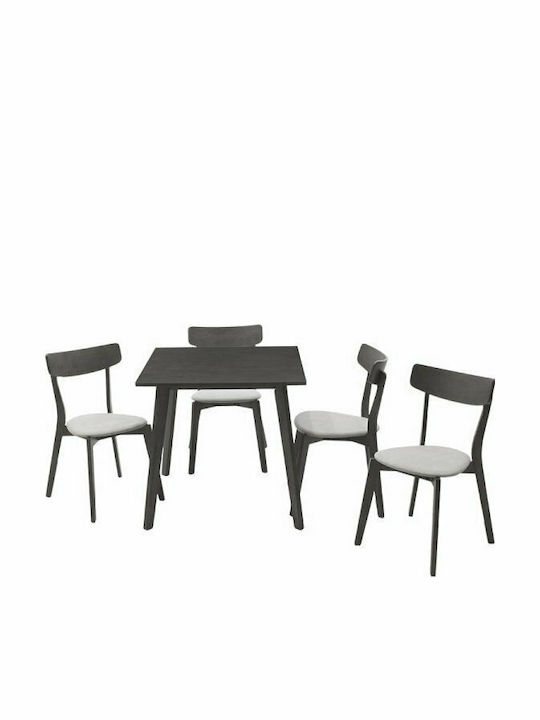 Τραπεζαρία Benson / Toto με 4 Καρέκλες 80x80εκ. Rustic Grey