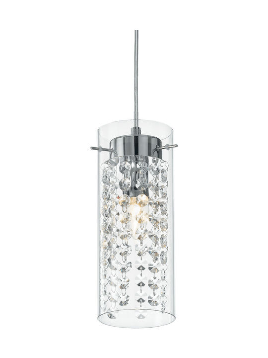 Ideal Lux Iguazu SP1 Pendant Light Single-Light with Crystals for Socket E14, E.14 White