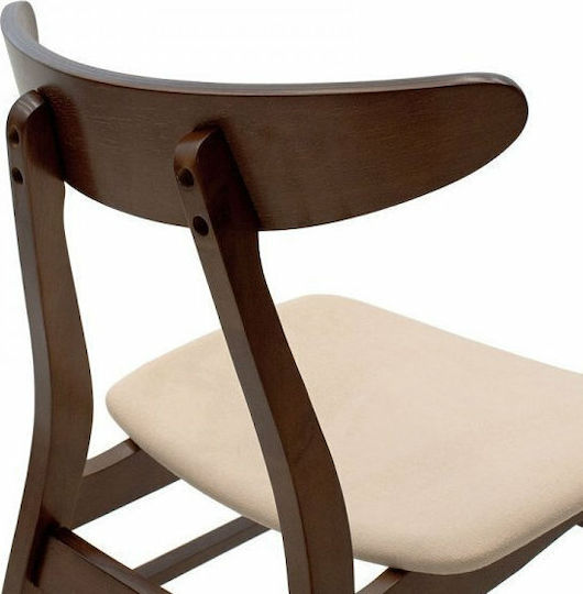 Orlean Καρέκλα Κουζίνας Ξύλινη Καρυδί / Μπεζ 49x53.5x78εκ.