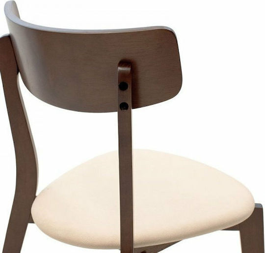 Toto Καρέκλα Κουζίνας Ξύλινη Μπεζ / Καρυδί 45.5x51.5x77εκ.