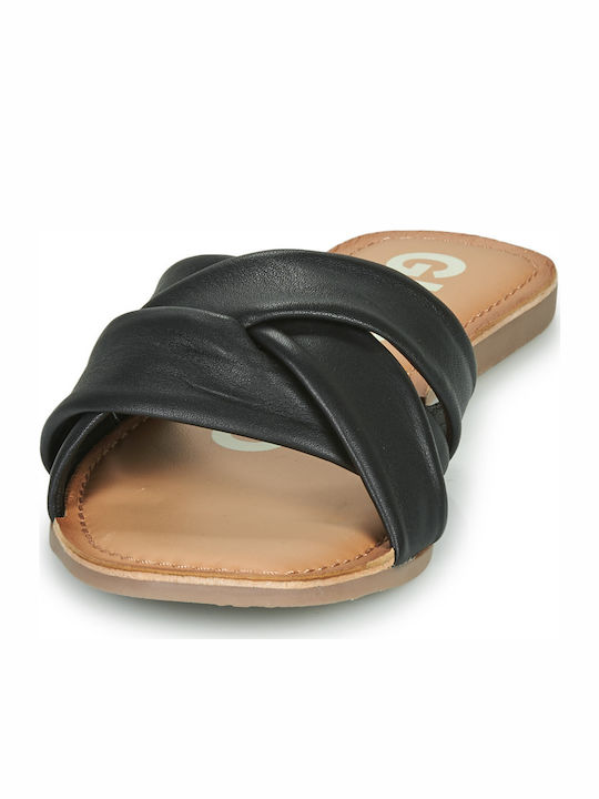 Gioseppo Leather Women's Flat Sandals in Black Color