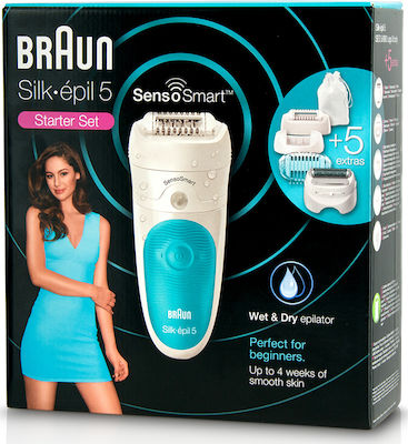 Braun Silk Epil 5 Wet & Dry Sensosmart Сет за епилация Епилатор за Лице, Тяло и Бикини SES5/890
