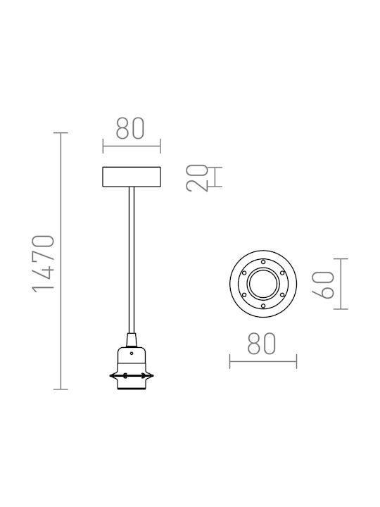 Rendl Light Studio Hex White Pendant Light Suspension for Socket E27 Yellow