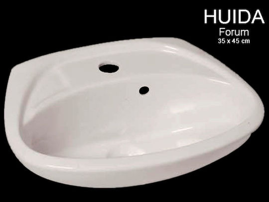 Huida Forum An der Wand montiert Wandhängendes Waschbecken Porzellan 45x35x18cm Weiß