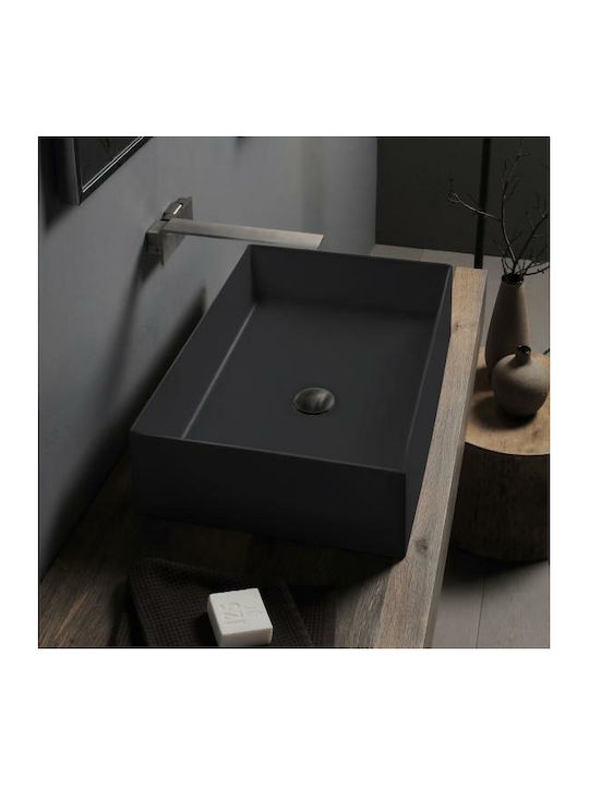 Scarabeo Teorema Vessel Sink Porcelain 60x40x14cm Black Matt