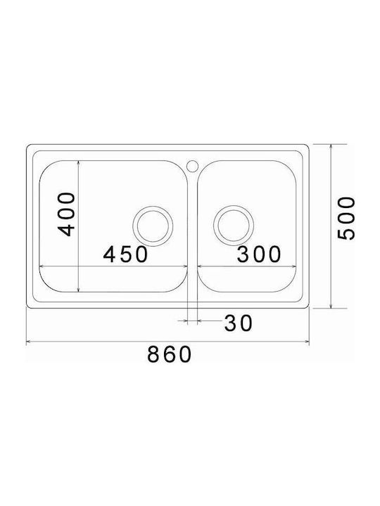 Apell Linear 8520 Ένθετος Νεροχύτης Αριστερός Inox Σατινέ Μ86xΠ50cm Ασημί
