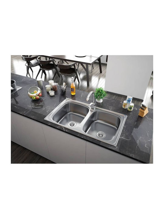 Karag BL 898 Ένθετος Νεροχύτης Inox Σατινέ Μ86xΠ50cm Ασημί