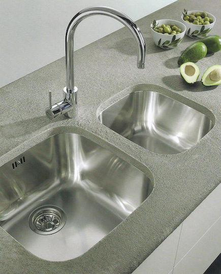 Pyramis Iris 1B Υποκαθήμενος Νεροχύτης Inox Σατινέ Μ50xΠ40cm Ασημί