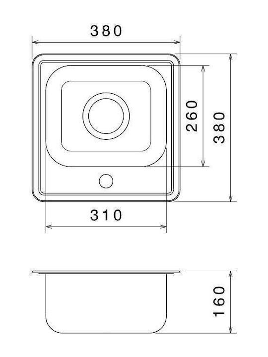 Fortinox Valley 25038 107-25038-110 25038-110 Drop-In Sink Inox Satin W38xD38cm Silver