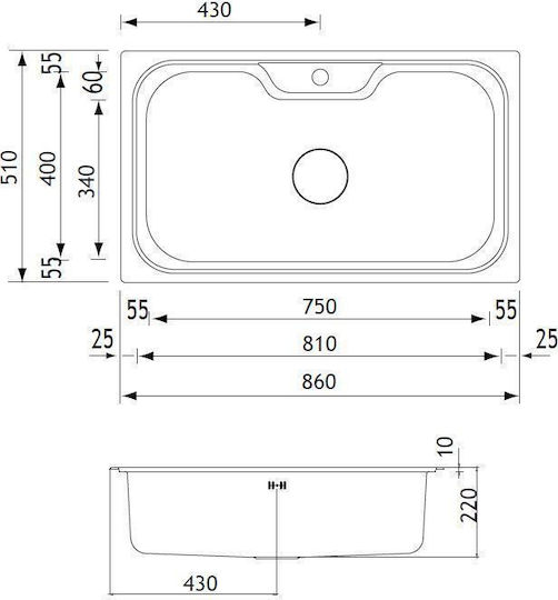 Apell Criteria CR860 Ένθετος Νεροχύτης Inox Σατινέ Μ86xΠ51cm Ασημί