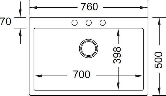 Duralit KZ075 KZ075-500 Drop-In Chiuvetă din Granit Sintetic L76xW50cm Bej Avena