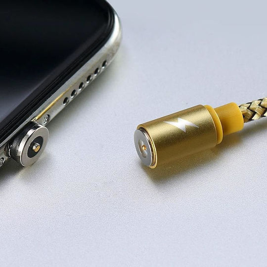 Remax Gravity RC-095a Braided / Magnetic USB 2.0 Cable USB-C male - USB-A Gold 1m