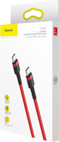 Baseus Cafule Braided USB 2.0 Cable USB-C Male - USB-C 60W Red 1m CATKLF-G09
