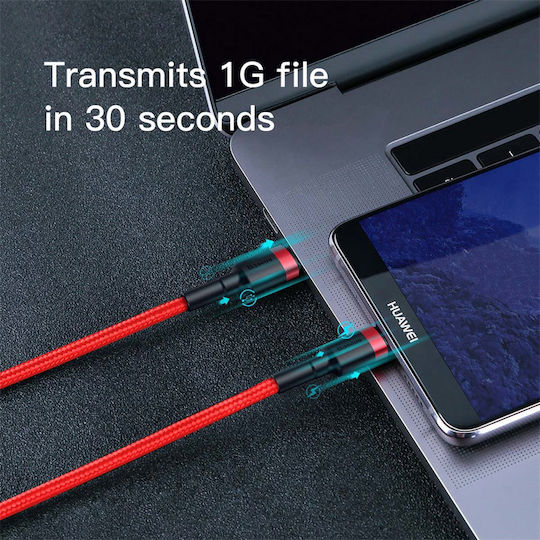 Baseus Cafule Braided USB 2.0 Cable USB-C Male - USB-C 60W Red 1m CATKLF-G09