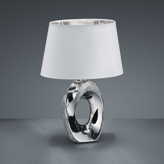 Trio Lighting Taba Κεραμικό Πορτατίφ για Ντουί E14 με Ασημί Καπέλο και Βάση