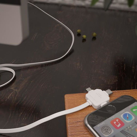 Allocacoc Flat USB to Lightning,Type-C,micro USB Cable Γκρι 1,5m (9003GY/USBC15)