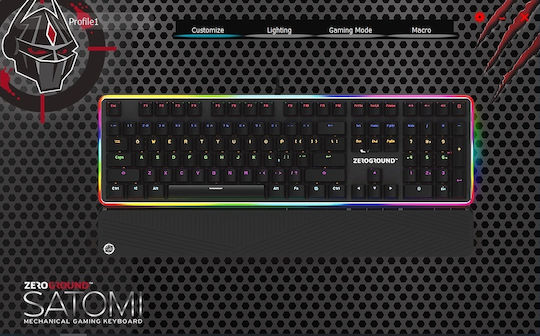 Zeroground KB-2800G Satomi Gaming Μηχανικό Πληκτρολόγιο με Outemu Red διακόπτες και RGB φωτισμό (Αγγλικό US)