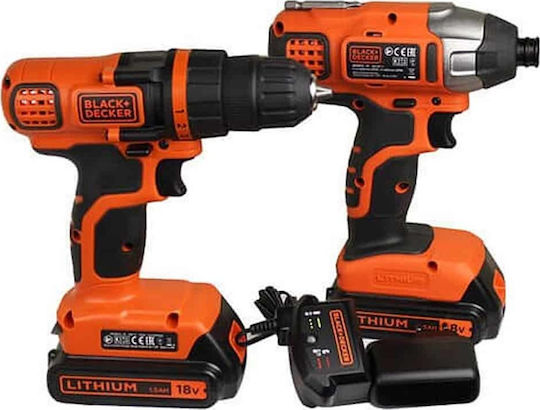 Black & Decker BD146 Σετ Δραπανοκατσάβιδο & Παλμικό Κατσαβίδι 18V με 1 Μπαταρία 1.5Ah