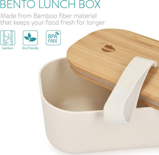 Navaris Bamboo Lunch Box Bento White 1000ml