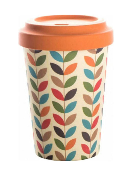 Chic Mic Bright Leaves Bamboo Cup with Lid Multicolour 400ml