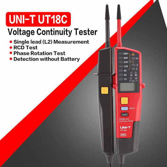 Uni-T Ανιχνευτής Τάσης UT18C AC/DC CAT IV με Εύρος Μέτρησης 12 - 690V