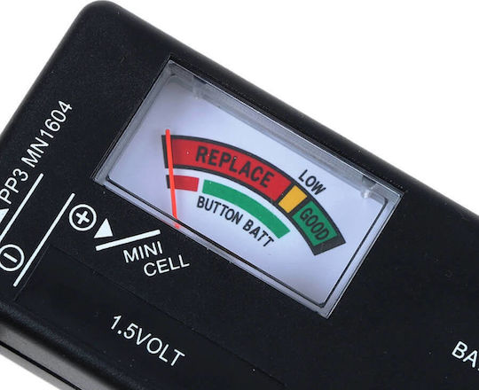 Analog Battery Tester with Battery Size Adjustment Lever