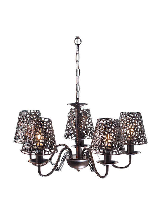 Aca Edam Πολυέλαιος 5xE14 Ø55cm με Καπέλα Χάλκινος EG169755PBC