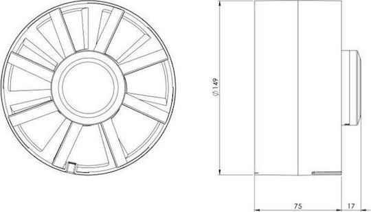 Europlast Wall-mounted Ventilator Bathroom 150mm White