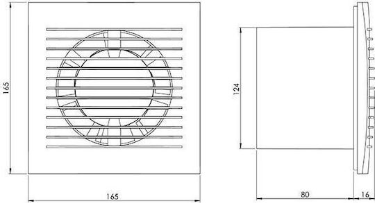 Europlast Wandmontage Lüfter für das Badezimmer 125mm Charcoal